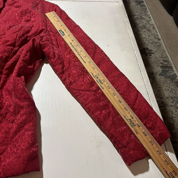 Vintage J Jill Red Silk Jacket Mandarin Collar Size Medium - Picture 9 of 12